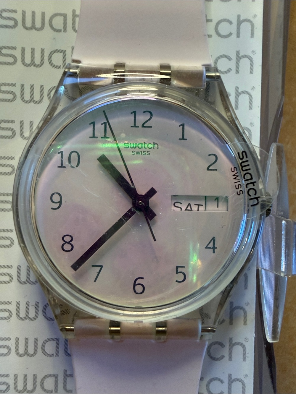 Swatch Pink Dial Pale Pink Silicone Strap Analog Watch